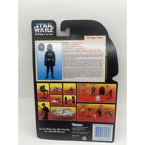 Star Wars The Power Of The Force TIE Fighter Pilot Action Figure 1995 FREE SHIP! - Picture 3 of 4